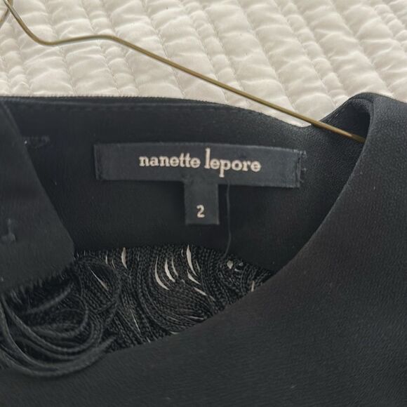 Nanette Lepore black tassel fringe cocktail mini dress 2 - Picture 5 of 5